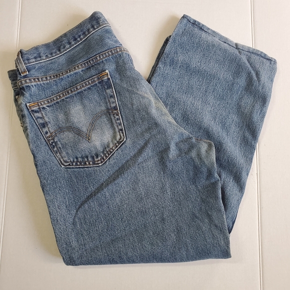 Levi's 550 Relaxed Fit 36x32" Whiskers Denim Blue Jeans Red Tab 100% Cotton - Picture 4 of 9